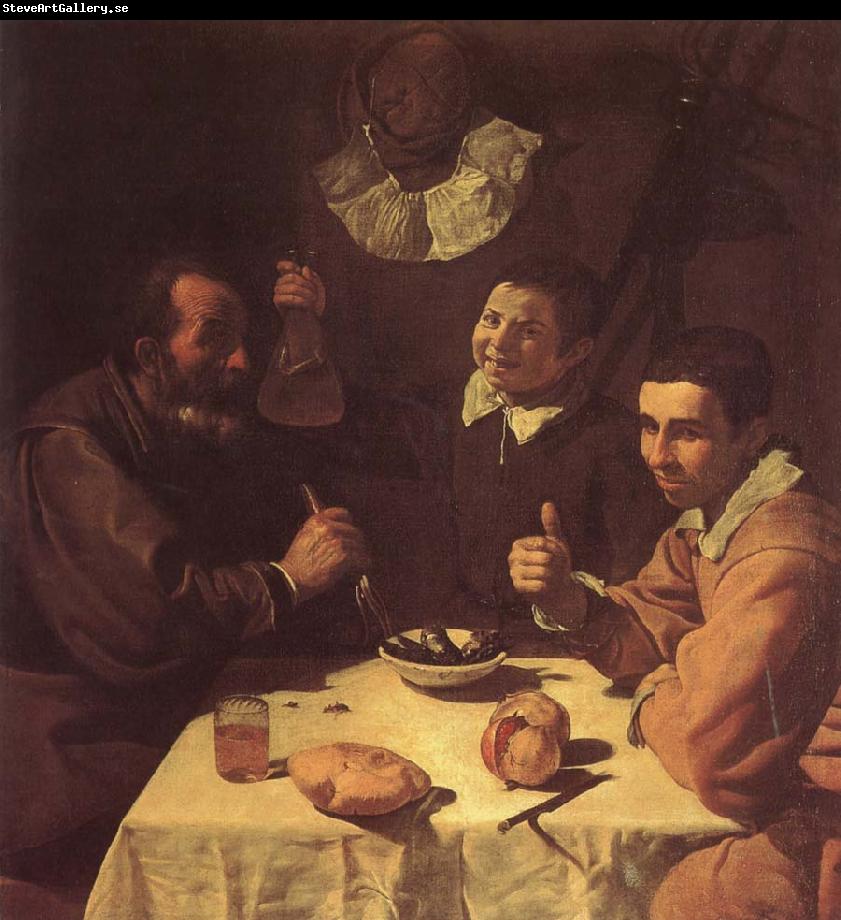VELAZQUEZ, Diego Rodriguez de Silva y The three man beside the table